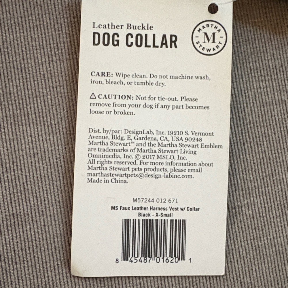 NWT Lot of 2x [Martha Stewart] Black Leather Dog/Cat Collar & Nylon Leash XS - Picture 6 of 11